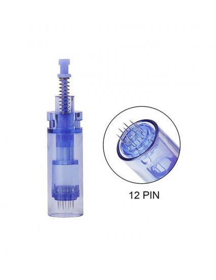 12 Pin Dr Pen Mavi Kapaklı Kartuşlu Titanyum Dermapen İğnesi