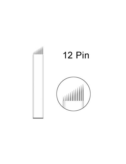 12 Pin Microblading Iğnesi 0.25mm Beyaz Blades 