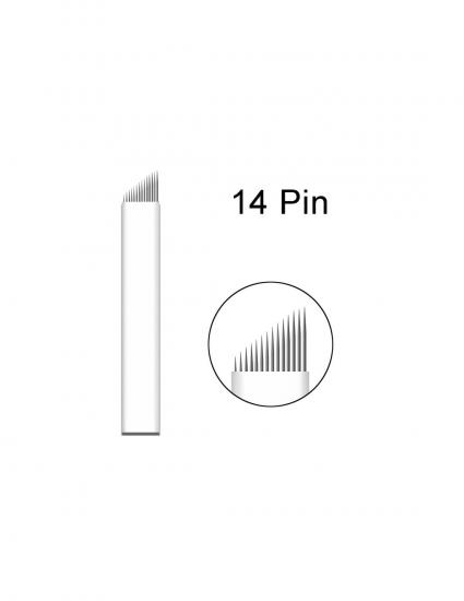 14 Pin Microblading İğnesi 14 Blades Beyaz