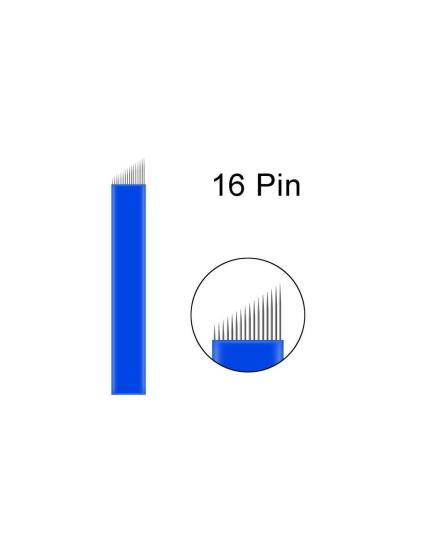 16 Pin Microblading Iğnesi 0.20mm Mavi 10 Adet
