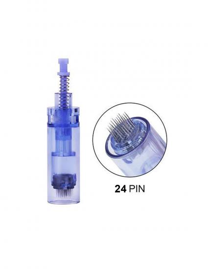 24 Pin Dr Pen Mavi Kapaklı Kartuşlu Titanyum Dermapen İğnesi