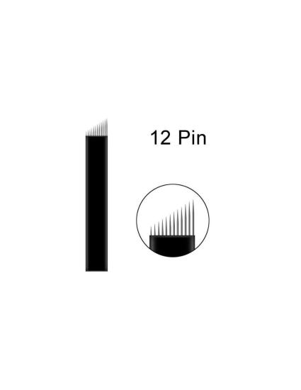 12 Pin Microblading İğnesi 0.18mm Siyah 