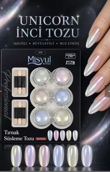 6’lı Unicorn Tırnak İnci Tozu Nail Art Seti
