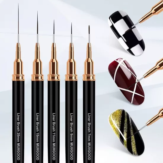 5li Kapaklı Tırnak Fırçası Nail Art Çizim Fırçası