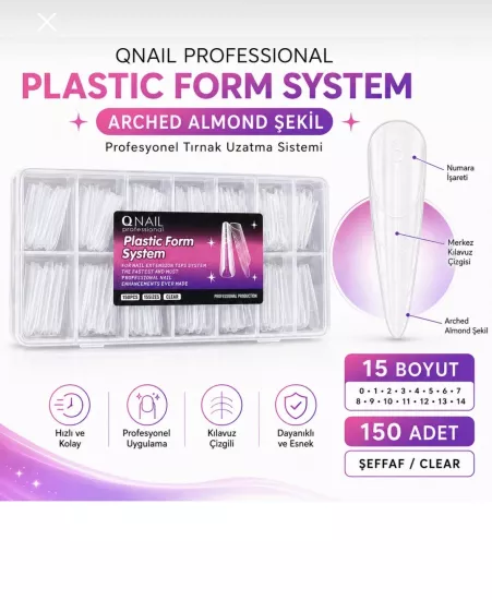 Sandwich Dual Nail Form Stiletto Şekil Şeffaf Tips