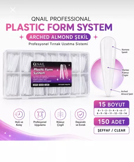 Dual Nail Form Arched Almond Şeffaf Protez Tırnak