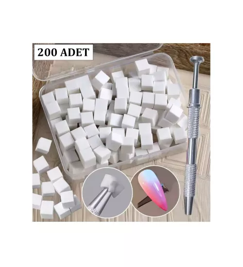 Nail Art Ombre Sünger Seti + Ahtapot Tutucu Kalem
