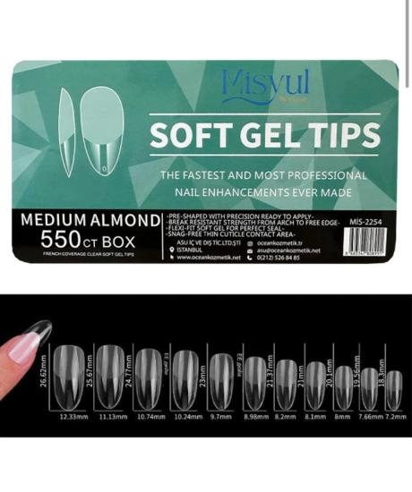 MİSYUL SOFT GEL TIPS MEDİUM ALMOND 550  