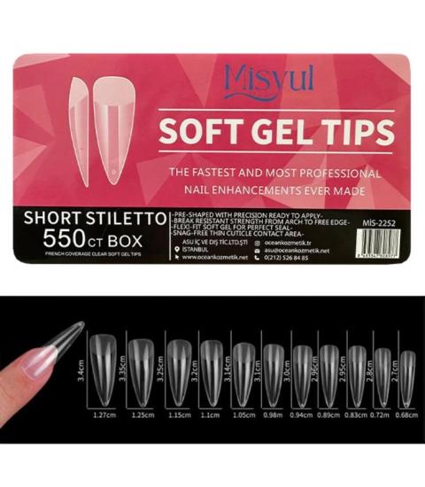 MİSYUL SOFT GEL TIPS SHORT STILETTO 550 